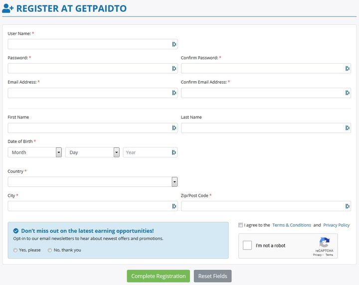GetPaidTo Registering Account