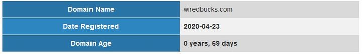 WiredBucks Domain Age