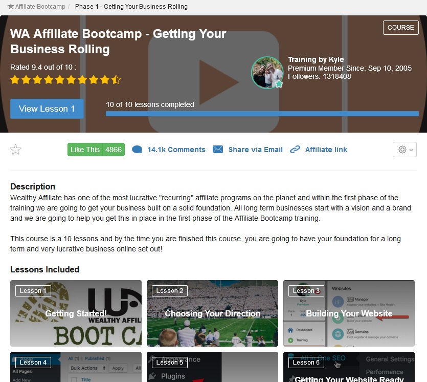 Wealthy Affiliate - Affiliate Bootcamp Course