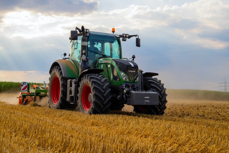 Tractor on a hay field